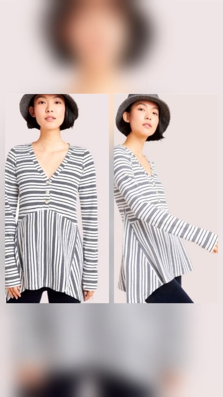 Anthropologie Maeve Eliza Striped Henley Tunic Size Medium
